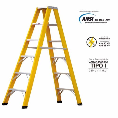 Certificaciones de la escalera tipo tijera doble acceso de fibra de vidrio
