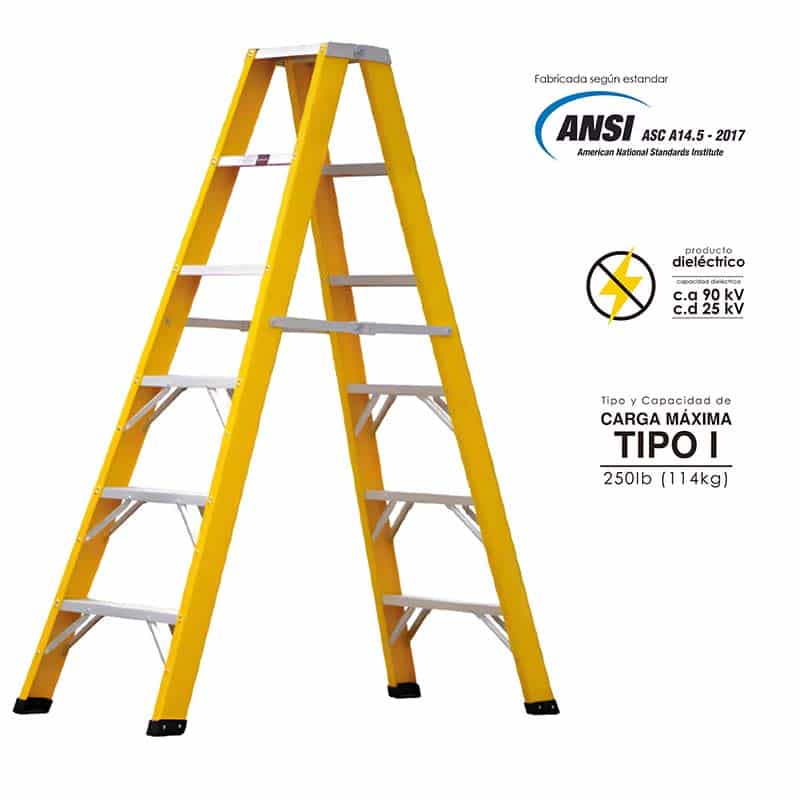 Certificaciones de la escalera tipo tijera doble acceso de fibra de vidrio