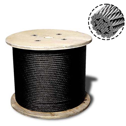 Detalle de la estructura del Cable no rotatorio de acero negro 19x7